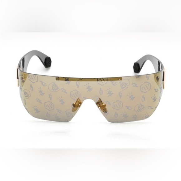 NEW PHILIPP PLEIN Sunglasses PLEIN HERO Logo Gold Monogram Mirror In BOX